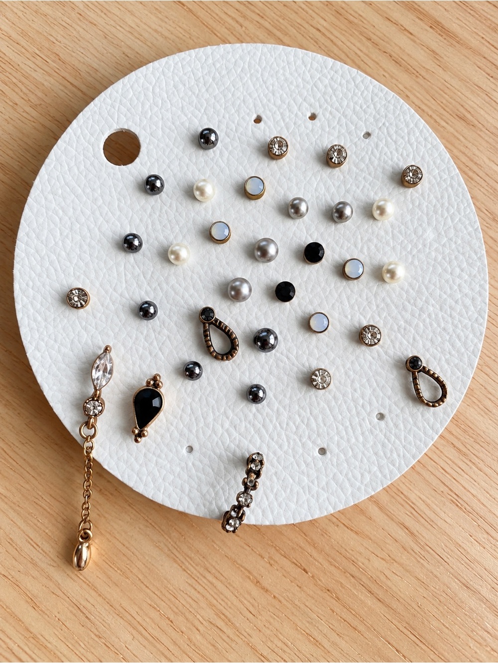 Free People Gold-Tone Earring Mix with Black, White, Gray Accents